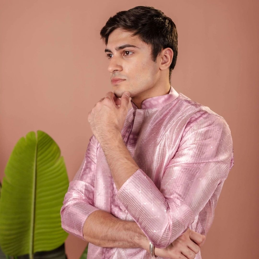 Suutraa Men’s Lavender Silk Omber Kurta - suutraa.com