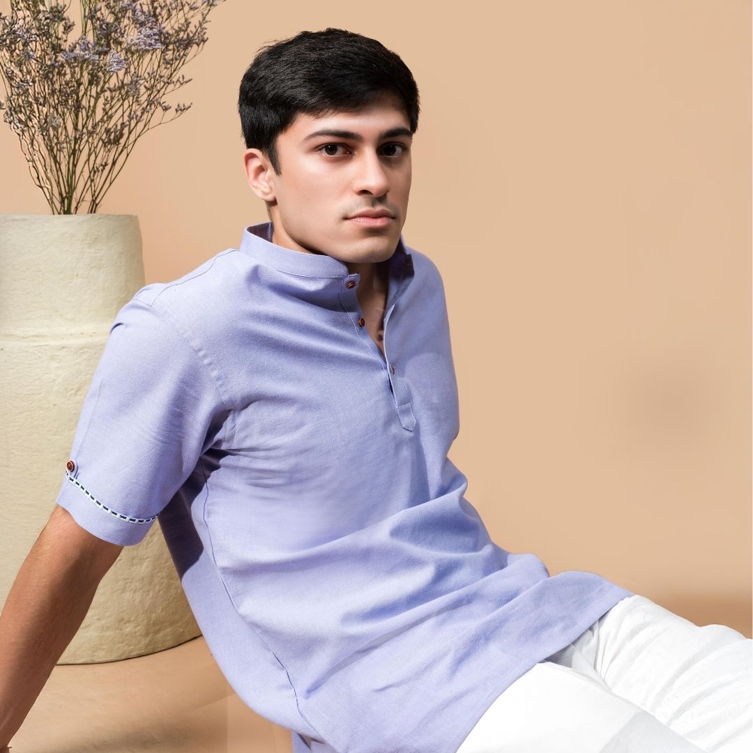 Suutraa Men's Lavender Shirt Kurta - suutraa.com