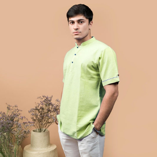 Suutraa Men's Mint Green Shirt Kurta - suutraa.com