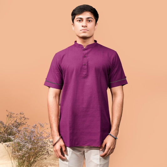 Suutraa Men's Purple Shirt Kurta - suutraa.com