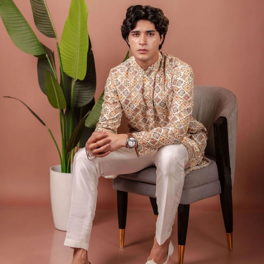 Suutraa Men's MULTI COLOUR COTTON PRINTED KURTA - suutraa.com