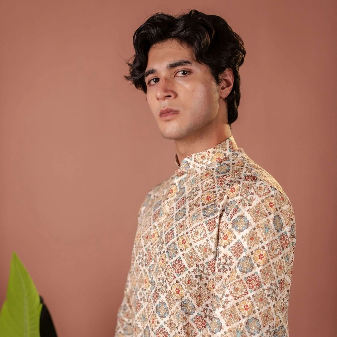 Suutraa Men's MULTI COLOUR COTTON PRINTED KURTA - suutraa.com