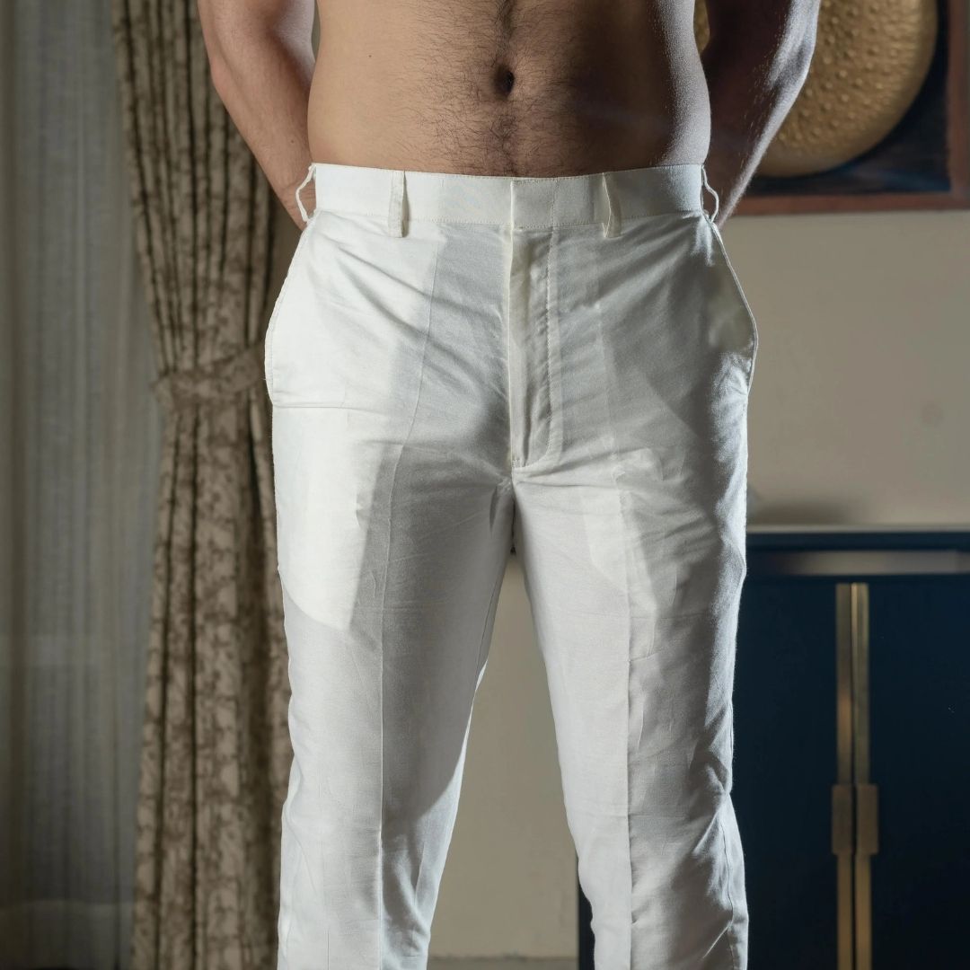 Suutraa Men's Off White Silk Pant Pyjama - suutraa.com