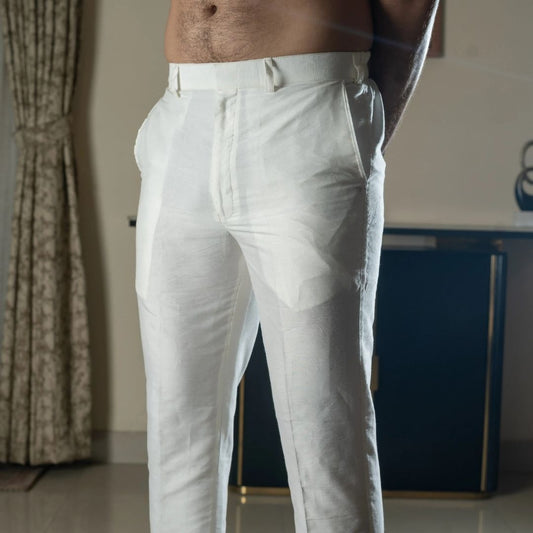 Suutraa Men's Off White Silk Pant Pyjama - suutraa.com