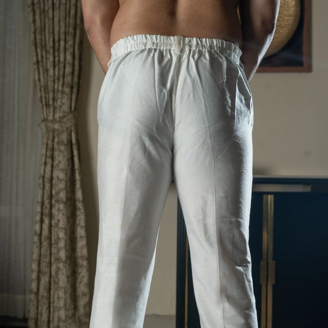 Suutraa Men's Off White Silk Pant Pyjama - suutraa.com
