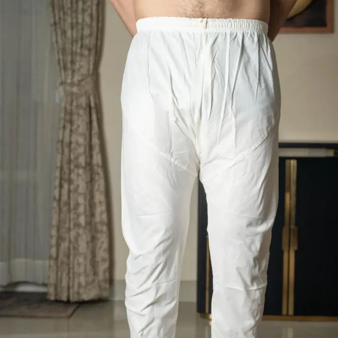 Suutraa Men's Off White Silk Churidar - suutraa.com