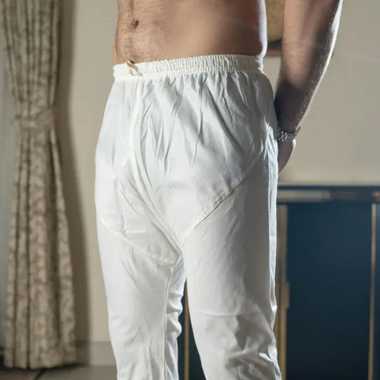 Suutraa Men's Off White Silk Churidar - suutraa.com