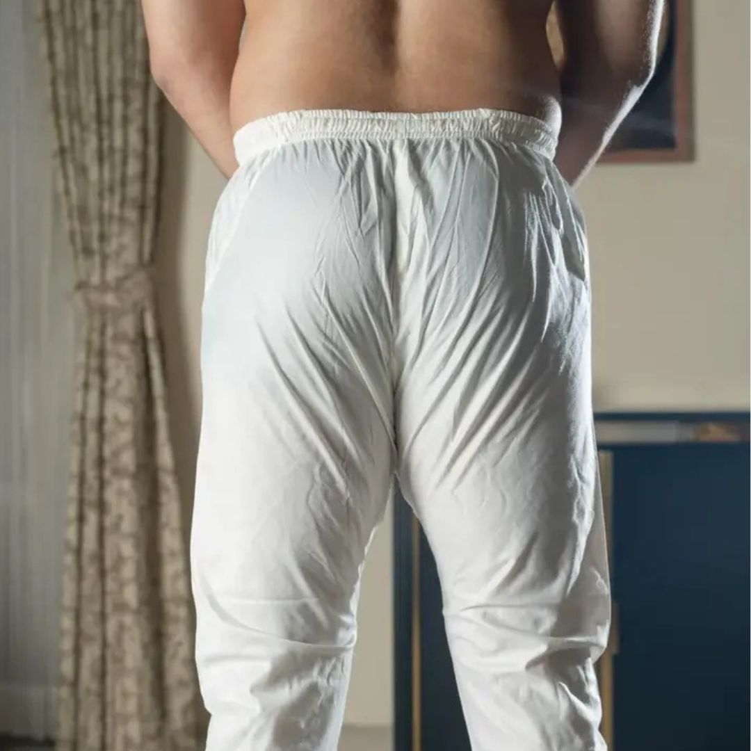 Suutraa Men's Off White Silk Churidar - suutraa.com