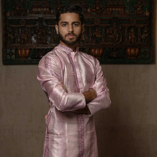 Suutraa Men's Lavender Silk Ombre Kurta - suutraa.com