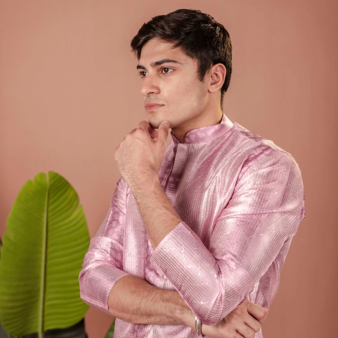 Suutraa Men's Lavender Silk Ombre Kurta - suutraa.com