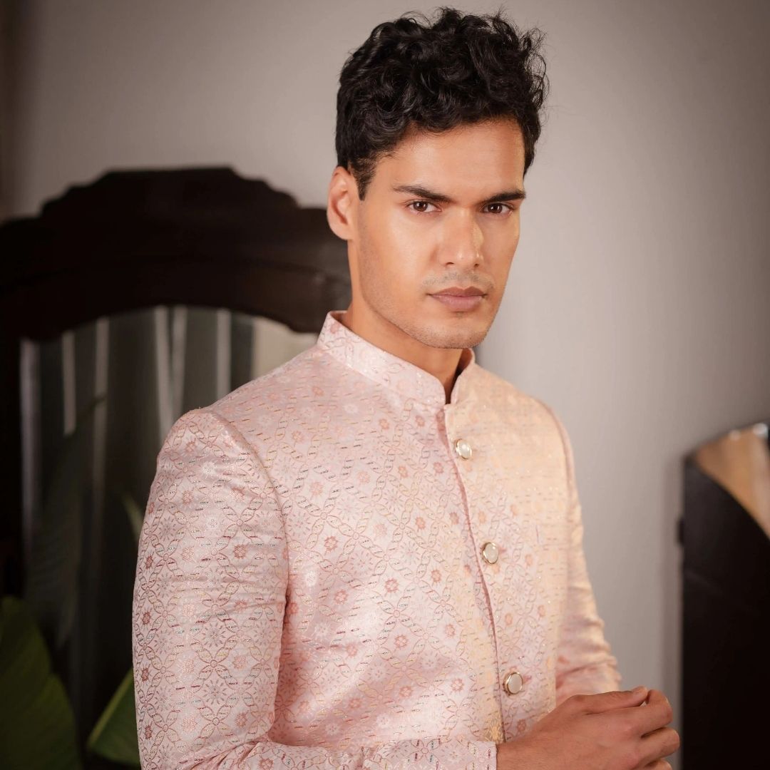 Suutraa Men's Pink Jaquard Classic Indo Pyjama Set - suutraa.com
