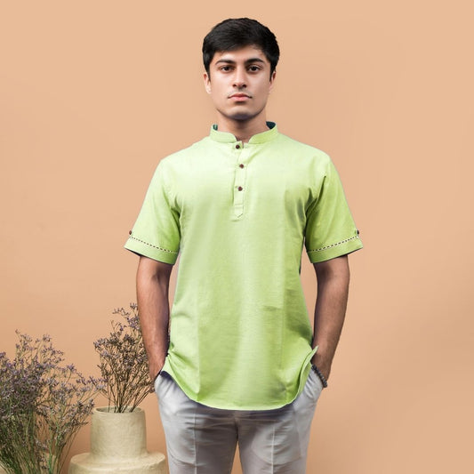 Suutraa Men's Mint Green Shirt Kurta - suutraa.com