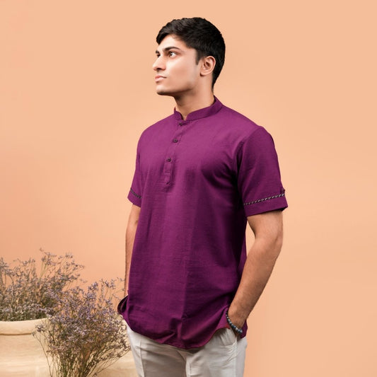 Suutraa Men's Purple Shirt Kurta - suutraa.com