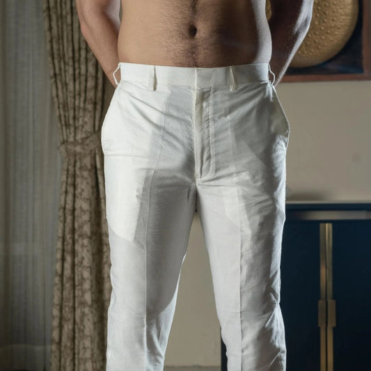Suutraa Men's Off White Silk Pant Pyjama - suutraa.com