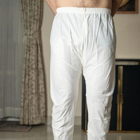 Suutraa Men's Off White Silk Churidar - suutraa.com