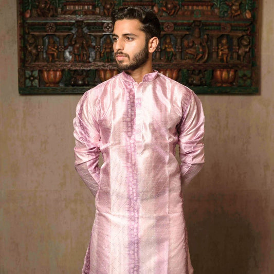 Suutraa Men's Lavender Silk Ombre Kurta - suutraa.com