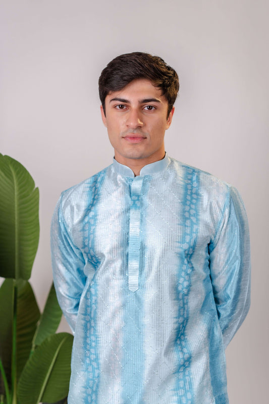 Suutraa Men's Blue Silk Ombre Kurta